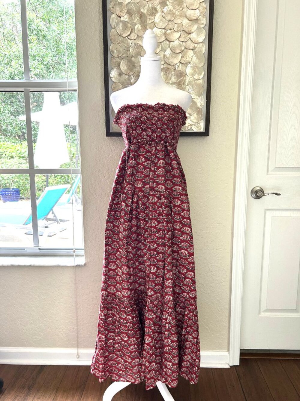 American Eagle Burgundy Floral Maxi Dress